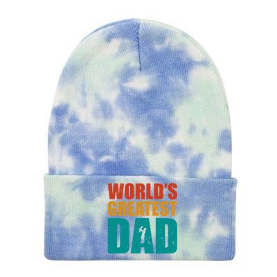 Worlds Greatest Dad Retro Gift Tie Dye 12in Knit Beanie