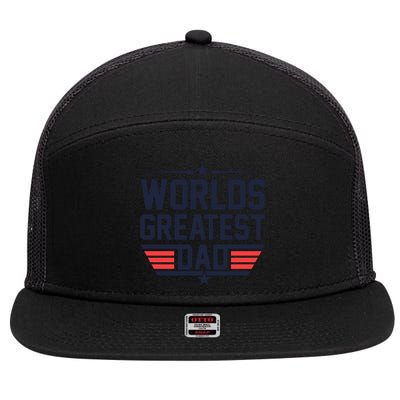 World's Greatest Dad 7 Panel Mesh Trucker Snapback Hat