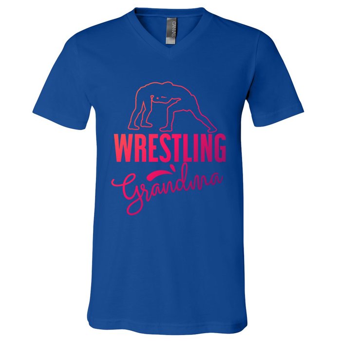 Wrestling Grandma For Wrestling Grandmother Gift V-Neck T-Shirt