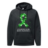 Wear Green Flower Ribbon Traumatic Brain Injury Awareness Performance Fleece Hoodie