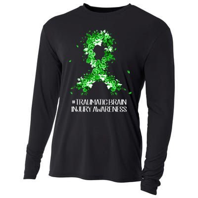 Wear Green Flower Ribbon Traumatic Brain Injury Awareness Cooling Performance Long Sleeve Crew