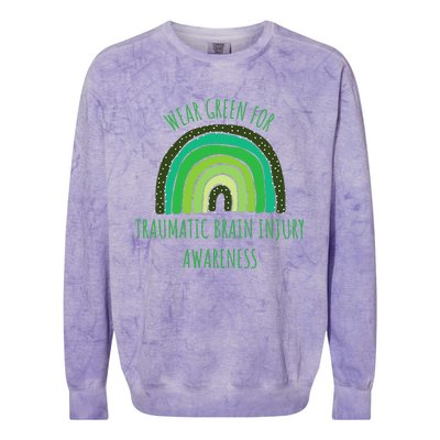 Wear Green For Traumatic Brain Injury Awareness Month Colorblast Crewneck Sweatshirt