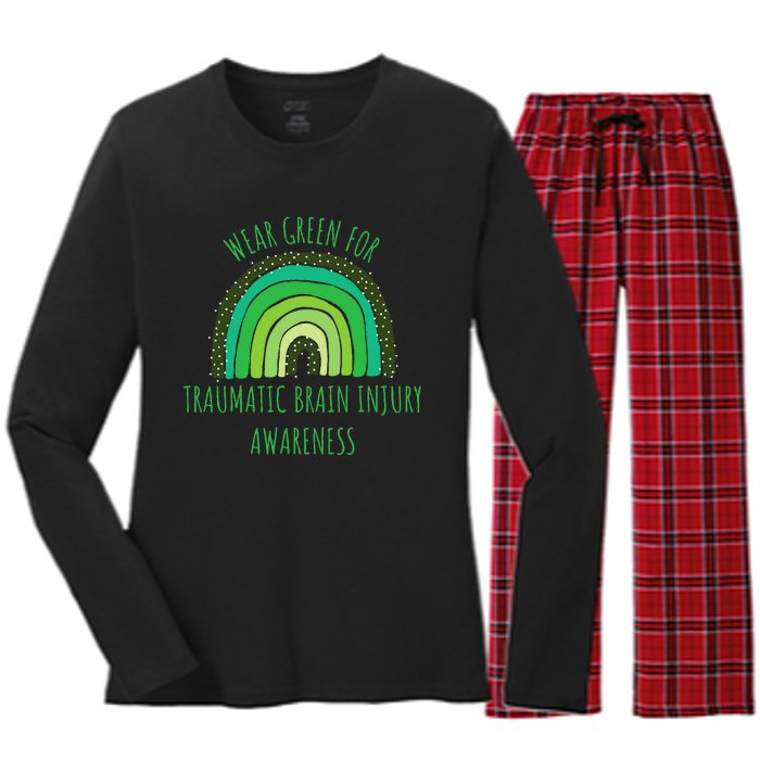 Wear Green For Traumatic Brain Injury Awareness Month Women's Long Sleeve Flannel Pajama Set 