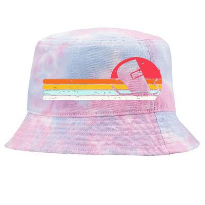 Welder Gifts Funny Retro Vintage Welding Helmet Silhouette Welder Gifts Funny Re Tie-Dyed Bucket Hat