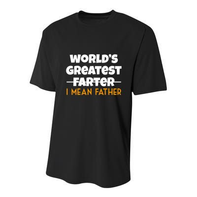 World's Greatest Farter I Mean Father Funny Youth Performance Sprint T-Shirt