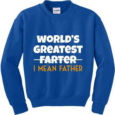 World's Greatest Farter I Mean Father Funny Kids Sweatshirt
