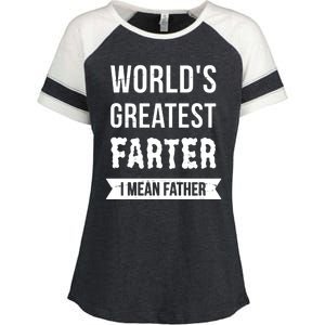 Worlds Greatest Farter I Mean Father Funny Gift Enza Ladies Jersey Colorblock Tee