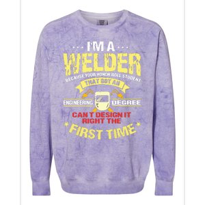 Welder Gifts Funny Welding Image On Back Of Colorblast Crewneck Sweatshirt