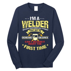 Welder Gifts Funny Welding Image On Back Of Long Sleeve Shirt