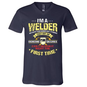 Welder Gifts Funny Welding Image On Back Of V-Neck T-Shirt