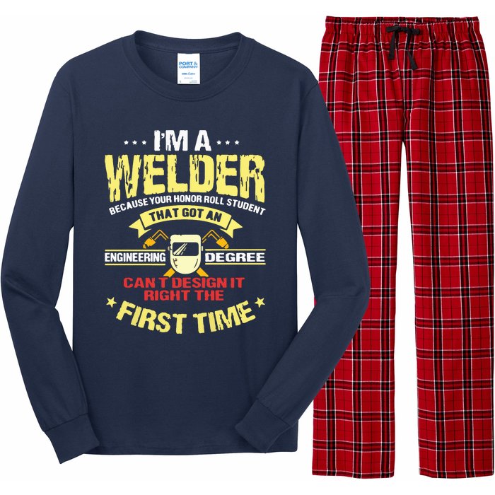 Welder Gifts Funny Welding Image On Back Of Long Sleeve Pajama Set