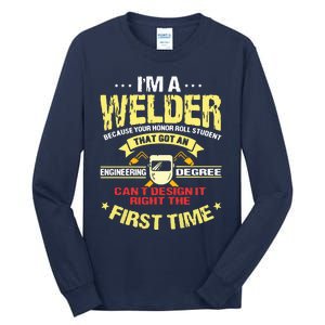 Welder Gifts Funny Welding Image On Back Of Tall Long Sleeve T-Shirt