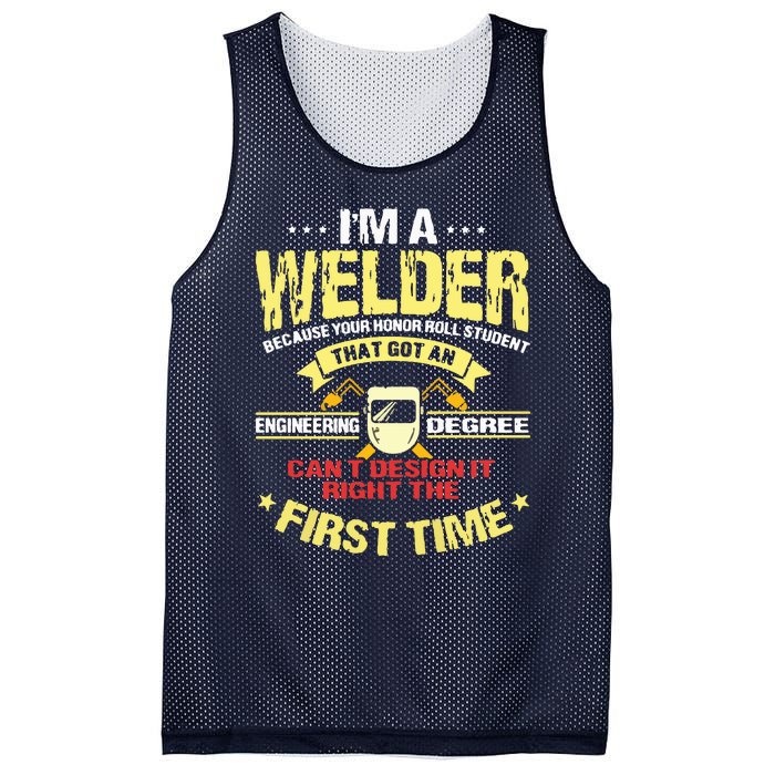 Welder Gifts Funny Welding Image On Back Of Mesh Reversible Basketball Jersey Tank