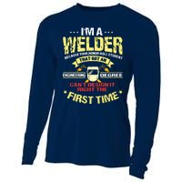 Welder Gifts Funny Welding Image On Back Of Cooling Performance Long Sleeve Crew