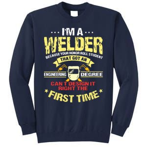 Welder Gifts Funny Welding Image On Back Of Tall Sweatshirt