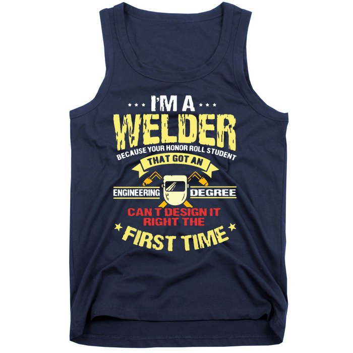 Welder Gifts Funny Welding Image On Back Of Tank Top