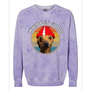 Whippet Good Funny 80S Music Dog Design Colorblast Crewneck Sweatshirt