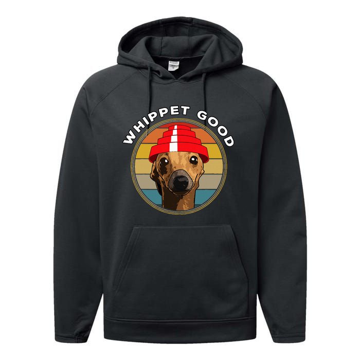 Whippet Good Funny 80S Music Dog Design Performance Fleece Hoodie