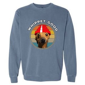 Whippet Good Funny 80S Music Dog Design Garment-Dyed Sweatshirt