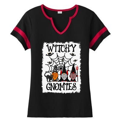 Witchy Gnomies Funny Gnome Halloween Matching Costume Gift Ladies Halftime Notch Neck Tee