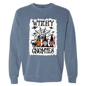 Witchy Gnomies Funny Gnome Halloween Matching Costume Gift Garment-Dyed Sweatshirt