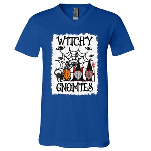 Witchy Gnomies Funny Gnome Halloween Matching Costume Gift V-Neck T-Shirt