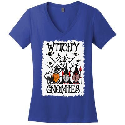 Witchy Gnomies Funny Gnome Halloween Matching Costume Gift Women's V-Neck T-Shirt