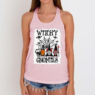 Witchy Gnomies Funny Gnome Halloween Matching Costume Gift Women's Knotted Racerback Tank