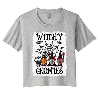 Witchy Gnomies Funny Gnome Halloween Matching Costume Gift Women's Crop Top Tee