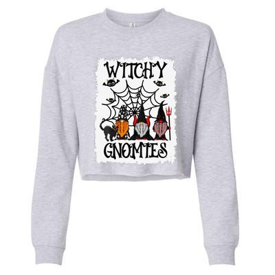 Witchy Gnomies Funny Gnome Halloween Matching Costume Gift Cropped Pullover Crew