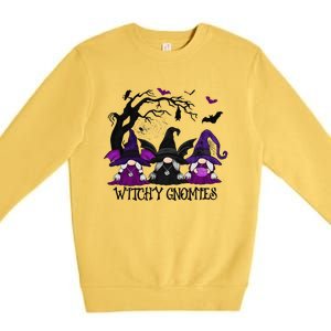 Witchy Gnomies Funny Gnome Halloween Matching Costume Premium Crewneck Sweatshirt