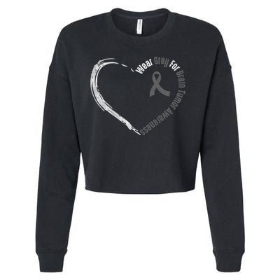 Wear Grey For Brain Tumor Awareness Brain Cancer Cool Gift Cropped Pullover Crew