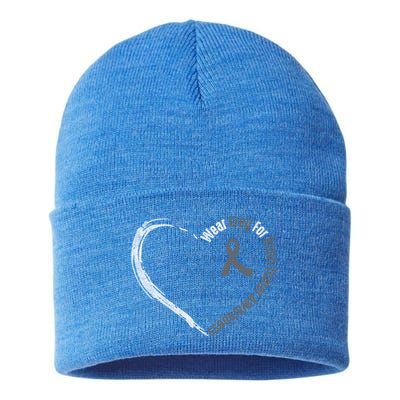 Wear Grey For Brain Tumor Awareness Brain Cancer Cool Gift Sustainable Knit Beanie