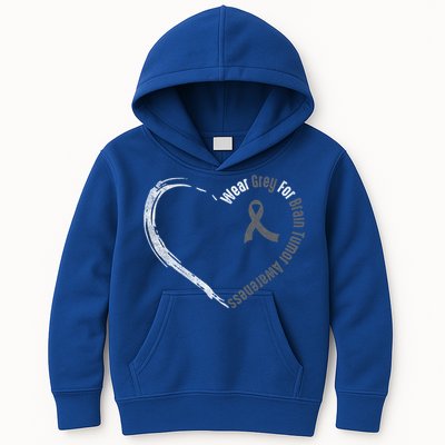 Wear Grey For Brain Tumor Awareness Brain Cancer Cool Gift Kids Hoodie
