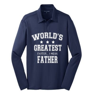 Worlds Greatest Farter Funny Fathers Day Silk Touch Performance Long Sleeve Polo