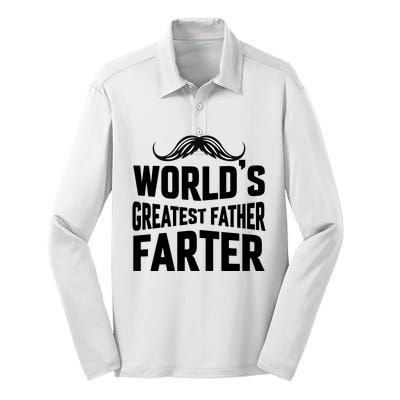 WorldS Greatest Father Farter Graphic Silk Touch Performance Long Sleeve Polo