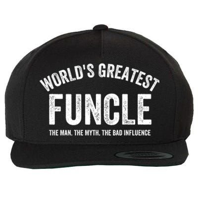 Worlds Greatest Funcle Funny Uncle Sarcastic Family Funny Uncle Best Uncle Wool Snapback Cap