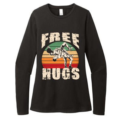 Wrestling Gift Funny Free Hugs Wrestling Gift Womens CVC Long Sleeve Shirt