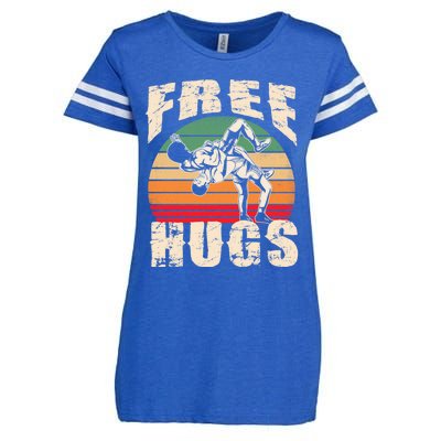 Wrestling Gift Funny Free Hugs Wrestling Gift Enza Ladies Jersey Football T-Shirt