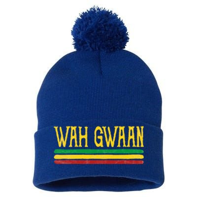 Wah Gwaan Funny Jamaica jamaican Colors Rasta Reggae Pom Pom 12in Knit Beanie