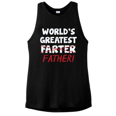 Worlds Greatest Farter Father's Day Ladies PosiCharge Tri-Blend Wicking Tank