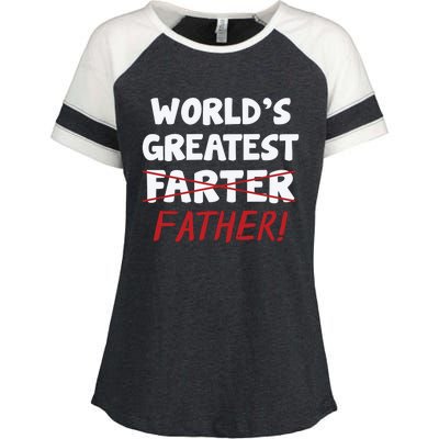 Worlds Greatest Farter Father's Day Enza Ladies Jersey Colorblock Tee