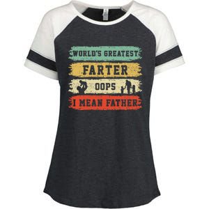 Worlds Greatest Farter Oops I Mean Father Fathers Day Fun Gift Enza Ladies Jersey Colorblock Tee