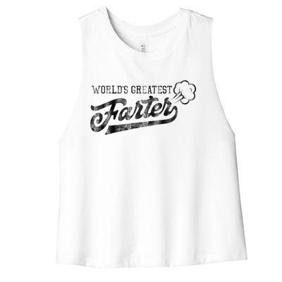 Worlds Greatest Farter Fart Dad Joke Fathers Day Women's Racerback Cropped Tank