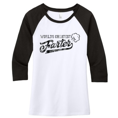 Worlds Greatest Farter Fart Dad Joke Fathers Day Women's Tri-Blend 3/4-Sleeve Raglan Shirt