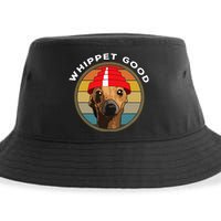 Whippet Good Funny 80s Music Dog Design Sustainable Bucket Hat