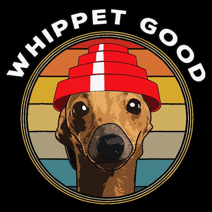 Whippet Good Funny 80s Music Dog Design Bucket Hat