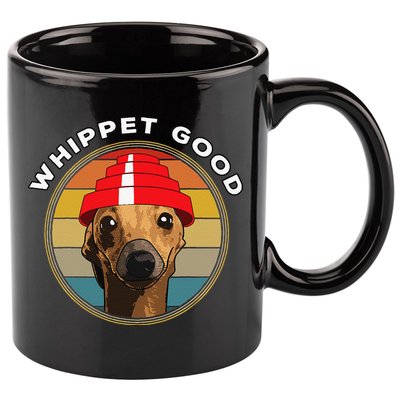 Whippet Good Funny 80s Music Dog Design 11oz C Handle Ceramic Mug