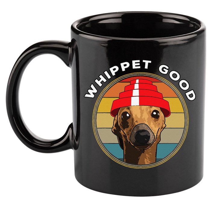 Whippet Good Funny 80s Music Dog Design 11oz C Handle Ceramic Mug