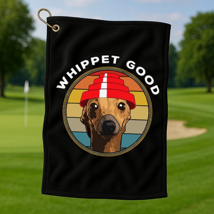 Whippet Good Funny 80s Music Dog Design Golf Towel